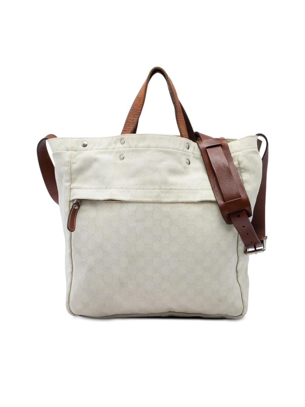Gucci Gg Canvas Satchel Pre-Loved White #350435G48B